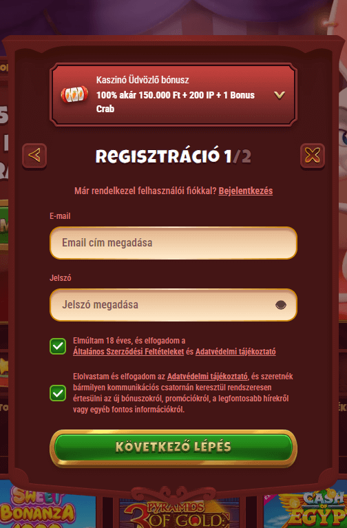 Screenshot des Magius Casino Registrierungsformulars