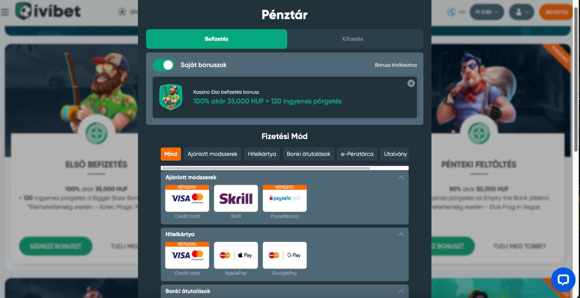 ivibet befizetés