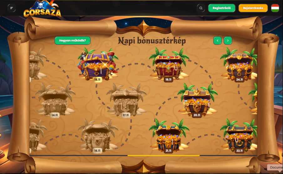 Corsaza casino Kincses térkép