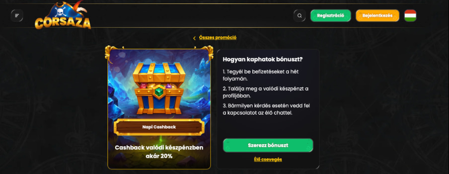 Corsaza casino Napi cashback