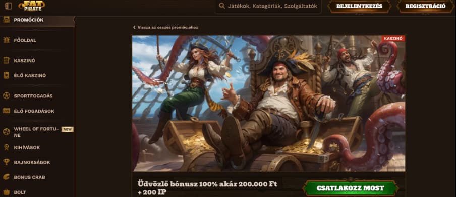 FatPirate casino Üdvözlő bónusz