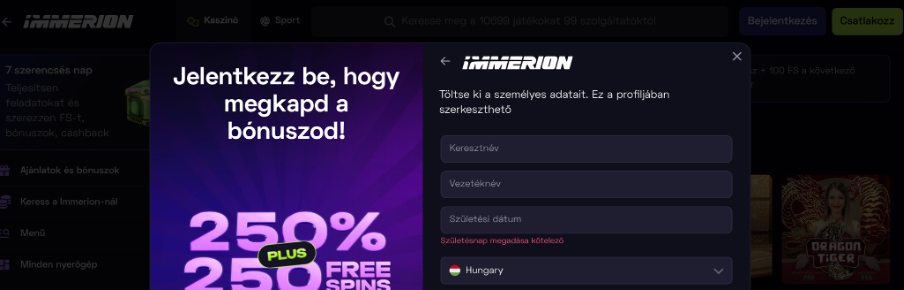 Immerion kaszinó regisztráció2