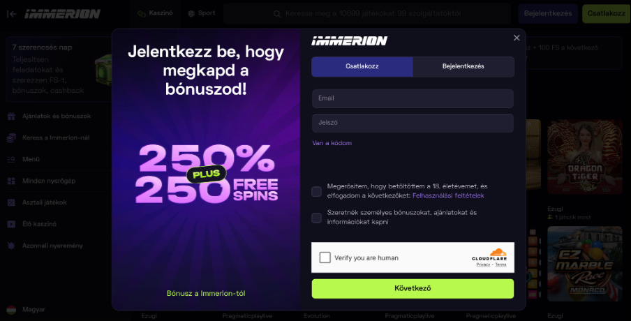 Immerion kaszinó regisztráció1