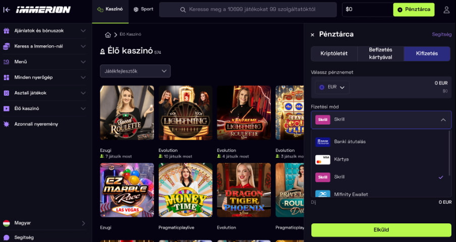 Immerion kifizetés