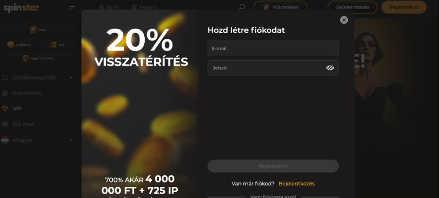 Spinstar bet kaszinó regisztráció