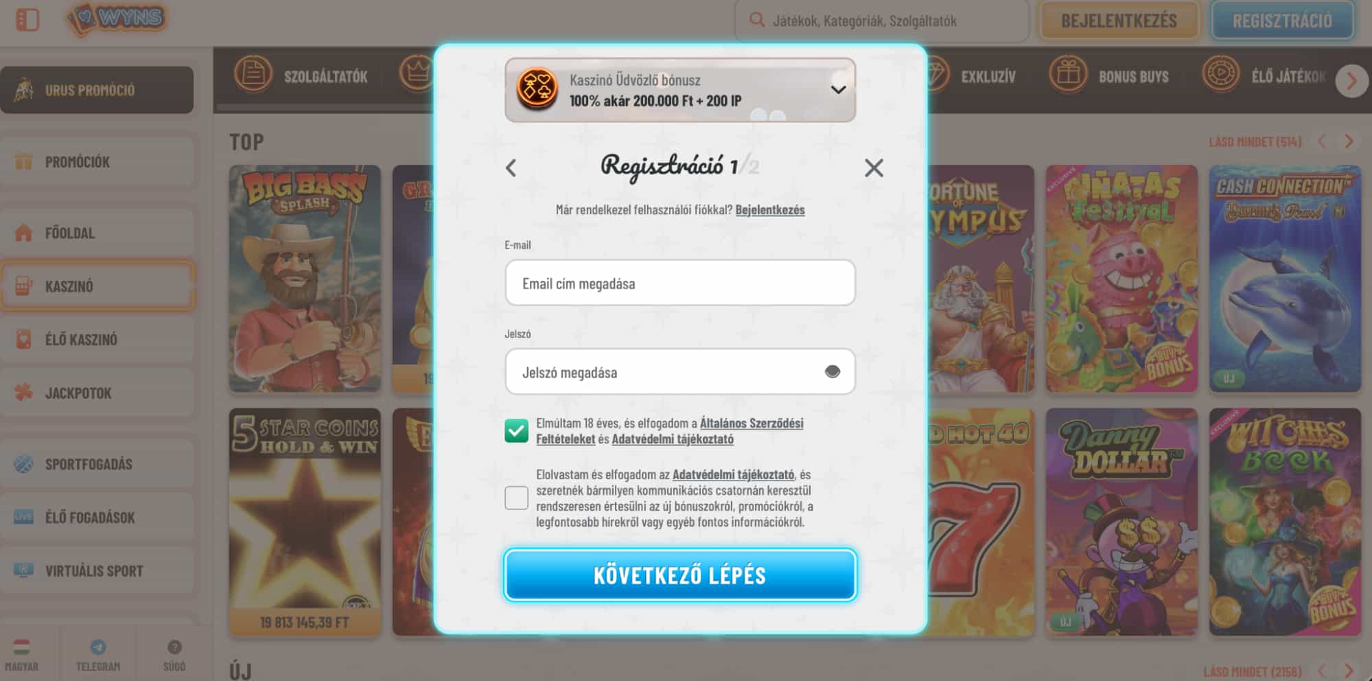 wyns registration step1