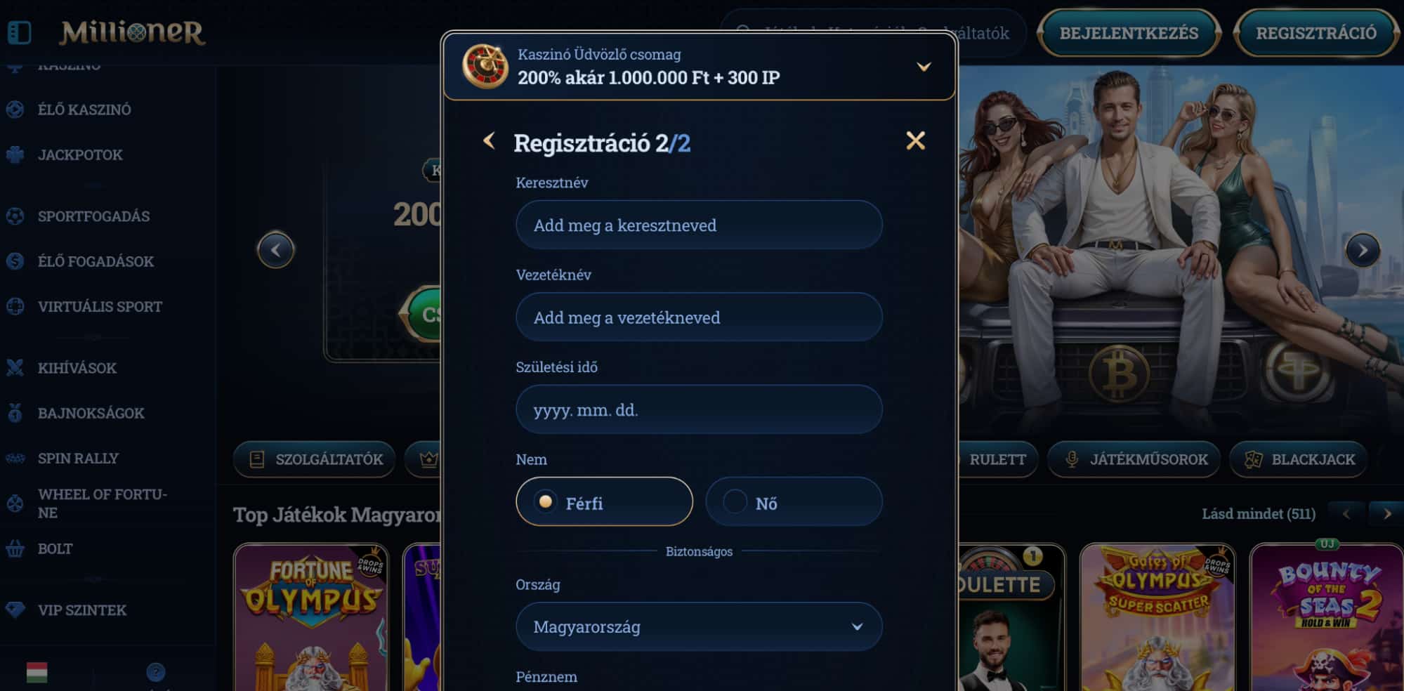 millioner registration step2